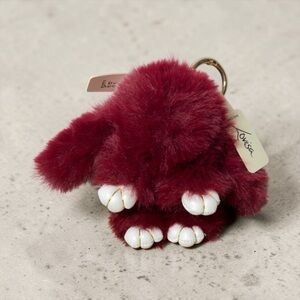 Lovisa Plush Burgundy Fluffy Bunny Keychain Accessory. NWOT